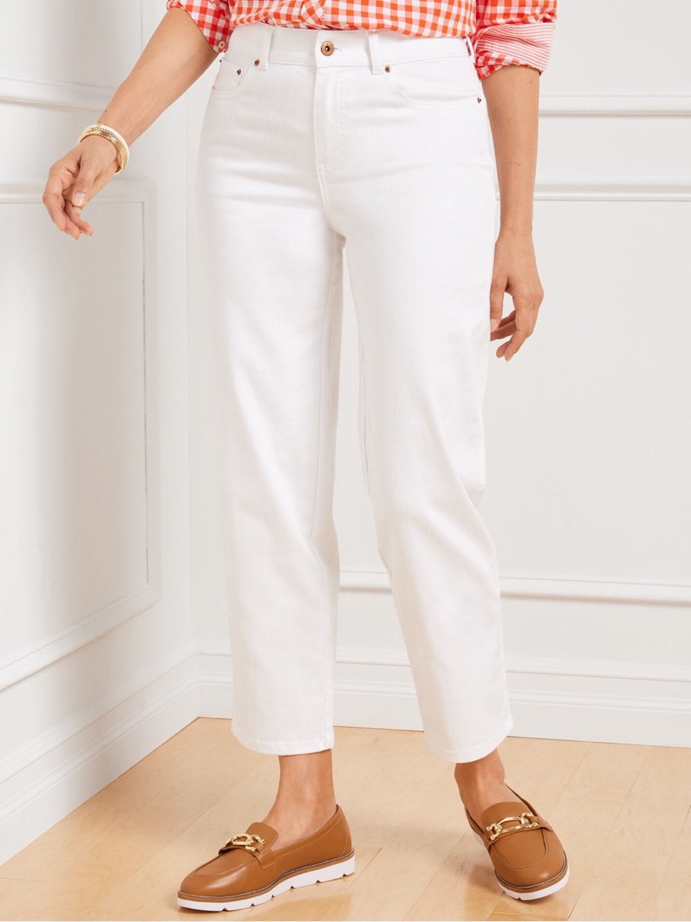 Talbots Classic High Waist Ankle Crop Straight Cotton Jeans Sz 16 NWT